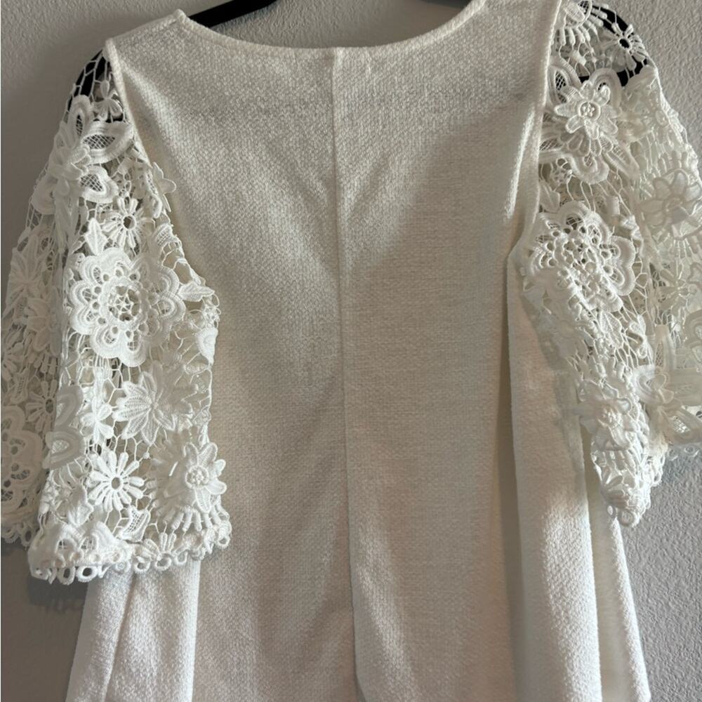 Anthropologie Eri + Ali Samara White Crochet Lace Bell Sleeve Top sz XS - Picture 6 of 8